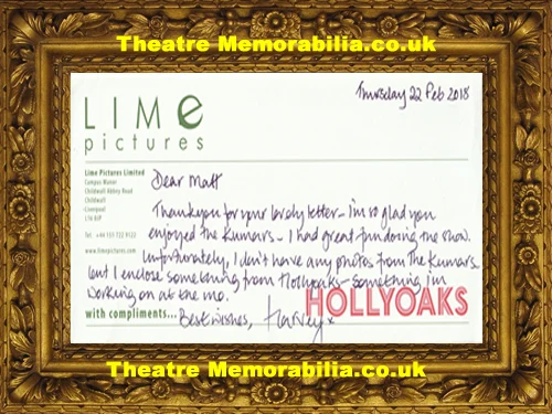 Harvey Virdi Autograph Signed Compliments Slip Kumars Hollyoaks - Image 2