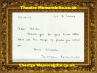 Christopher Renshaw Autograph Signed Letter Sheet Opera Theatre Director