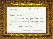 Christopher Renshaw Autograph Signed Letter Sheet Opera Theatre Director