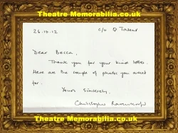 Christopher Renshaw signed letter sheet