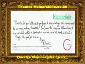 Emmerdale Niog Autograph Signed Compliments Slip ? – Help 25