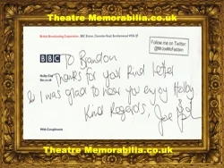 Joe McFadden signed BBC compliments slip Holby City
