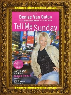 Tell Me On A Sunday signed poster, Gielgud Theatre 2003 Denise Van Outen