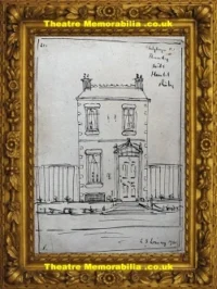 L S Lowry Drawing Pencil Sketch Drawing House Stalybridge 1951