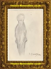 L S Lowry Drawing Pencil Sketch Drawing A Lone Figure 1964
