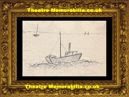 L S Lowry Drawing Pencil Sketch Drawing A Ship at Sea 1969 - Image 2
