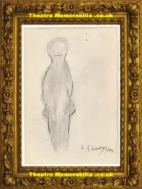 L S Lowry Drawing Pencil Sketch Drawing A Lone Figure 1964