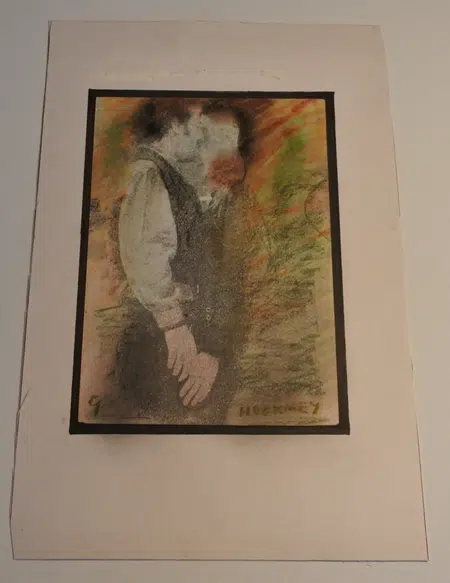 David Hockney Pastel Picture - Man & Woman