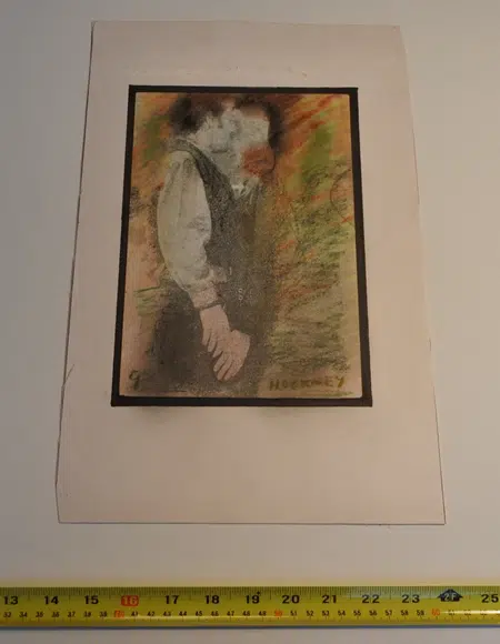 David Hockney Pastel Picture - Man & Woman