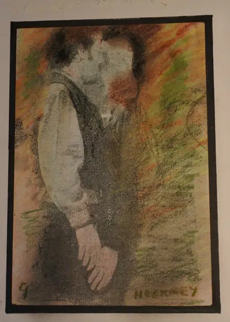 David Hockney Pastel Picture - Man & Woman