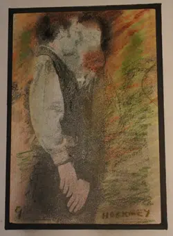 David Hockney Pastel Picture – Man & Woman