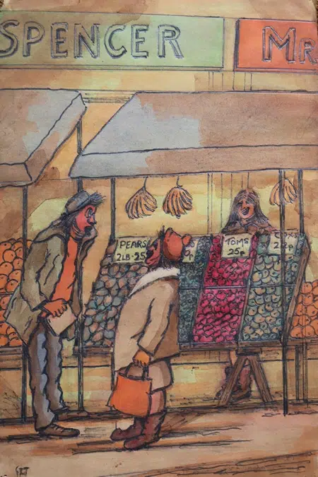 Gwendolen Jackson - At The Market - Watercolour Painting