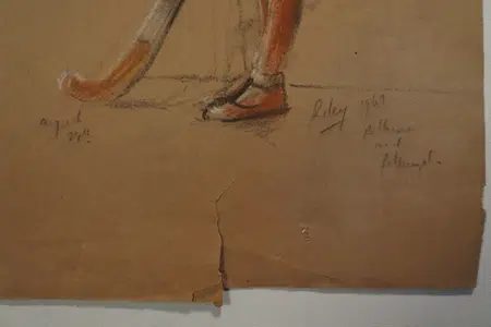 Harold Riley Picture Pastel Chalk - Hockey Girl 1969