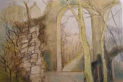 John Piper Watercolour Painting - Woodland Scene Picture
