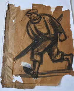 Kyffin Williams Sketch Drawing Picture – Welsh Miner in a cap
