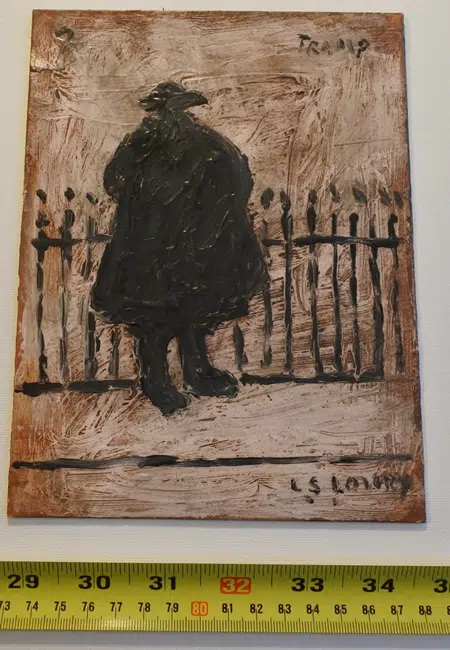 L S Lowry An old oil painting - Big Tramp by a Fence - Amazing!