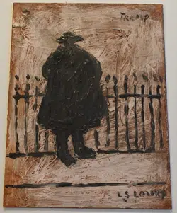 L S Lowry An old oil painting – Big Tramp by a Fence – Amazing!