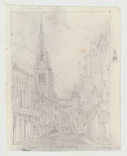 L S Lowry Sketch – Drawing Art Work – A Cathedral Street 1968