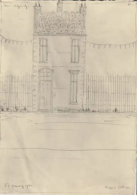 L S Lowry Sketch – Drawing Art Work – House Nr Stalybridge 1960