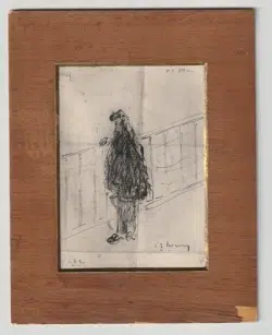 L S Lowry Sketch – Drawing Art Work – Old Man – 1906