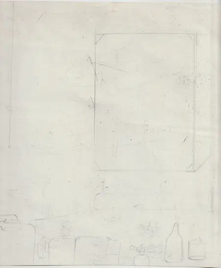 L S Lowry Sketch - Drawing Art Work - Street Scene 1960