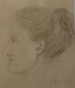 L S Lowry Sketch Drawing Head Of Woman – Mother – 1929 – OLD