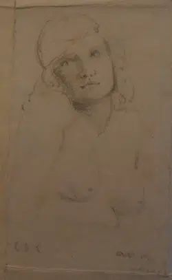 L S Lowry Sketch Drawing of a Beautiful Topless Woman 1921