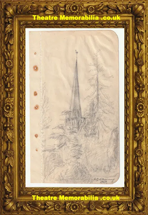 L S Lowry Sketch Drawing of a Church Steeple 1927
