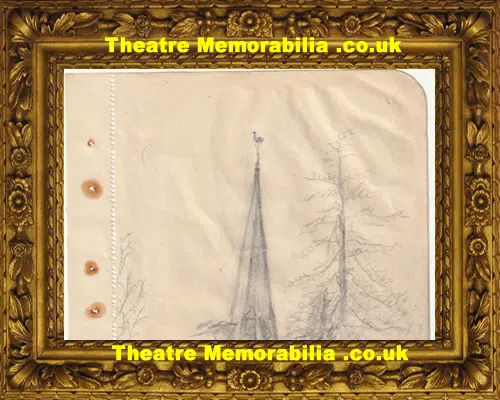 L S Lowry Sketch Drawing of a Church Steeple 1927