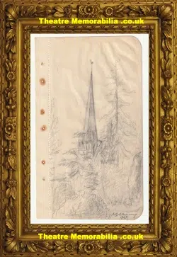 L S Lowry Sketch Drawing of a Church Steeple 1927