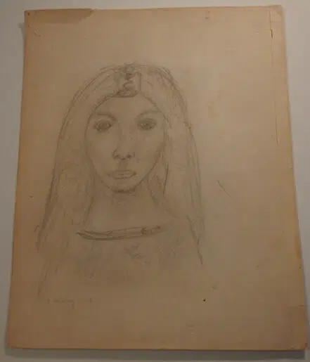 L S Lowry Sketch Pencil Drawing – A Young Woman 1946