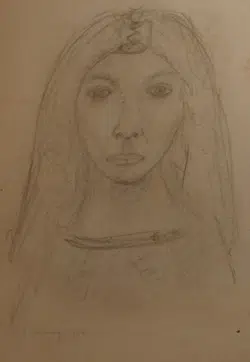 L S Lowry Sketch Pencil Drawing – A Young Woman 1946