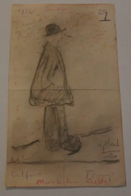 L S Lowry Sketch Pencil Drawing – Tramp – Swinton – 1956