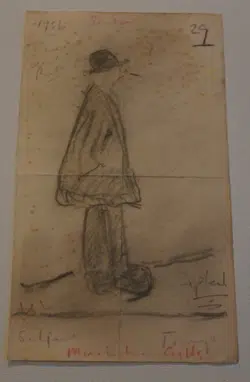 L S Lowry Sketch Pencil Drawing – Tramp – Swinton – 1956