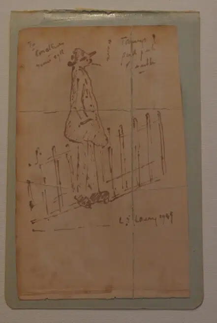 L S Lowry Sketch Pencil Drawing – Tramp – Peel Park 1969