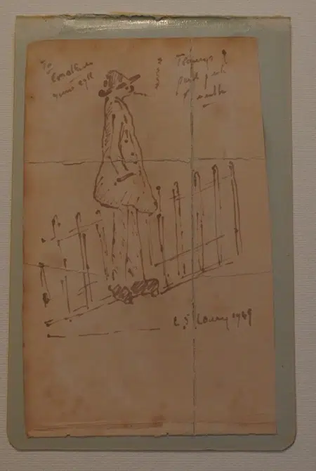 L S Lowry Sketch Pencil Drawing - Tramp - Peel Park 1969