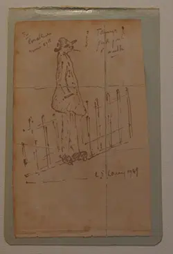 L S Lowry Sketch Pencil Drawing – Tramp – Peel Park 1969