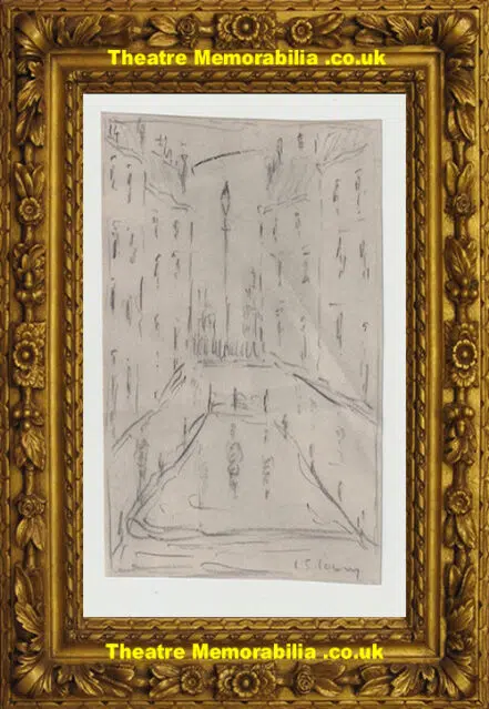 L S Lowry Sketch Picture Drawing – A street Scene