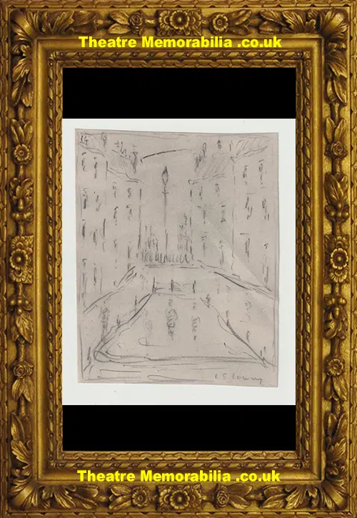 L S Lowry Sketch Picture Drawing - A street Scene