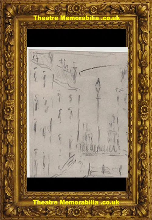 L S Lowry Sketch Picture Drawing - A street Scene