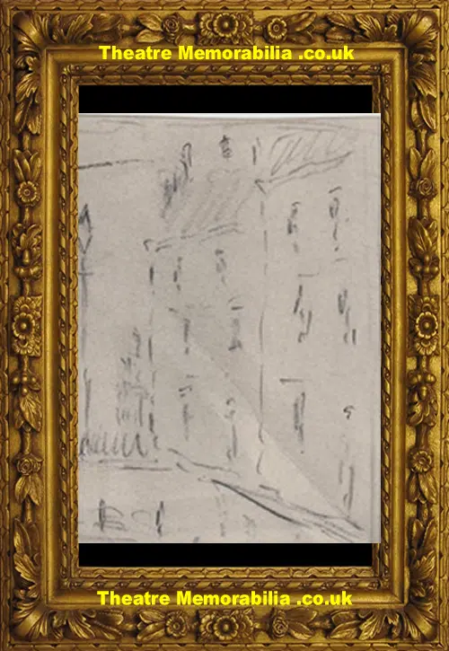 L S Lowry Sketch Picture Drawing - A street Scene