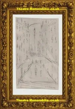 L S Lowry Sketch Picture Drawing – A street Scene