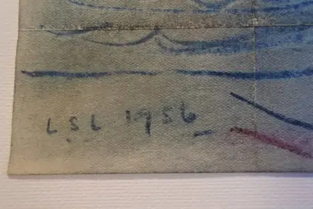 L S Lowry Sketch Picture Drawing - Fishing Boat Sunderland 1956