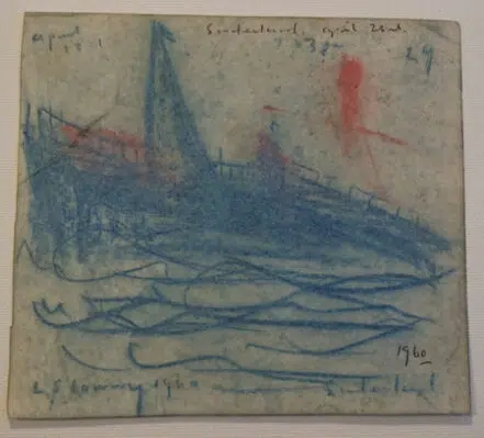 L S Lowry Sketch Picture Drawing – Fishing Boat Sunderland 1960