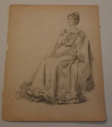 L S Lowry Sketch Picture Drawing – Grand Woman Possible Maybe ?
