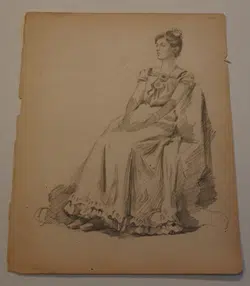 L S Lowry Sketch Picture Drawing – Grand Woman Possible Maybe ?