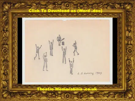 L S Lowry Sketch Picture Drawing – Playing Cricket 1939