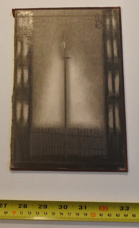L S Lowry Sketch Picture Drawing - Street Gas Lamp 1956