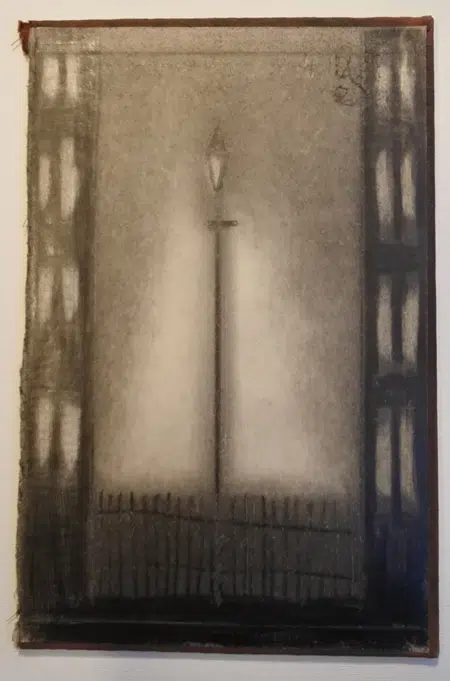 L S Lowry Sketch Picture Drawing - Street Gas Lamp 1956