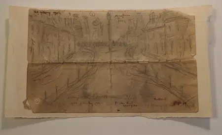 L S Lowry Sketch Picture Drawing - Street Scene Pendlebury 1956